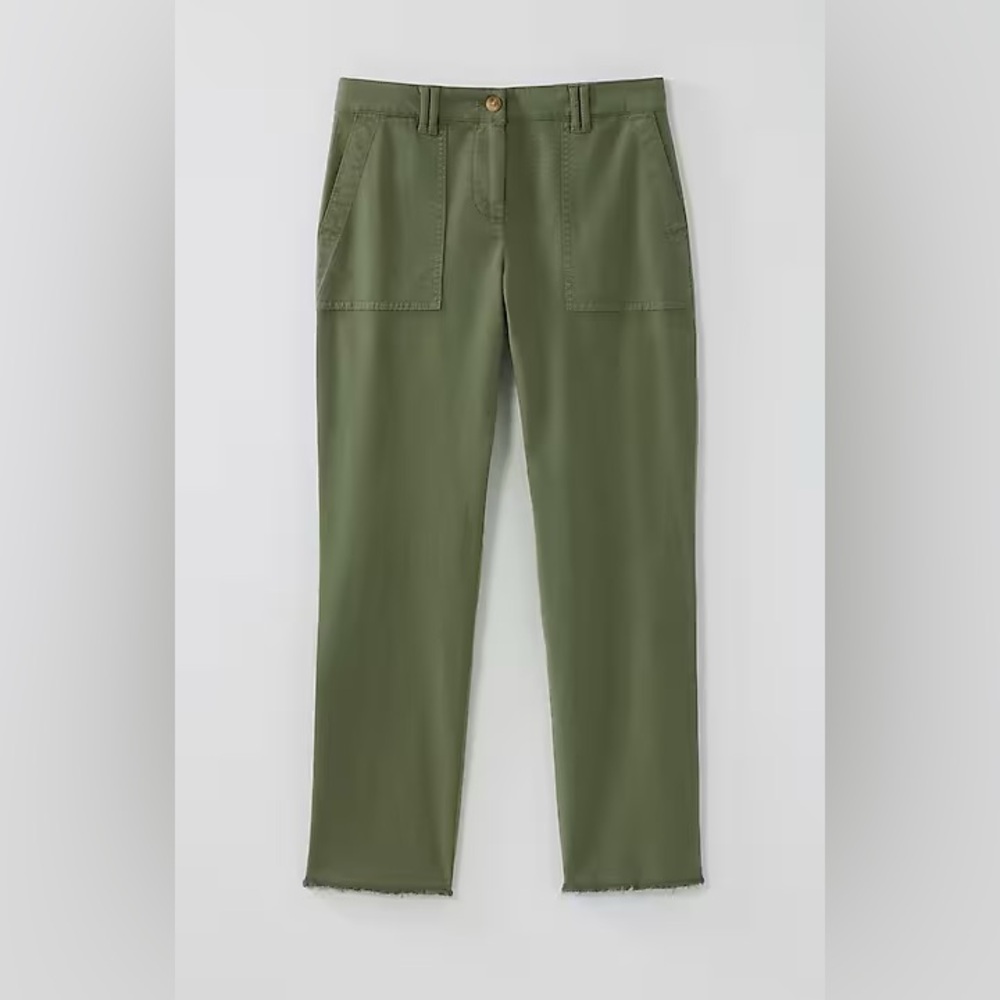 J Jill 4 Olive Fringe Hem Chino Straight Leg Pants - Picture 2 of 8